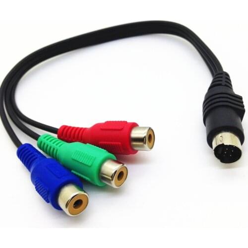 S-Video 7-Pin to 3-RCA RGB Component Cable Adapter 0.3m