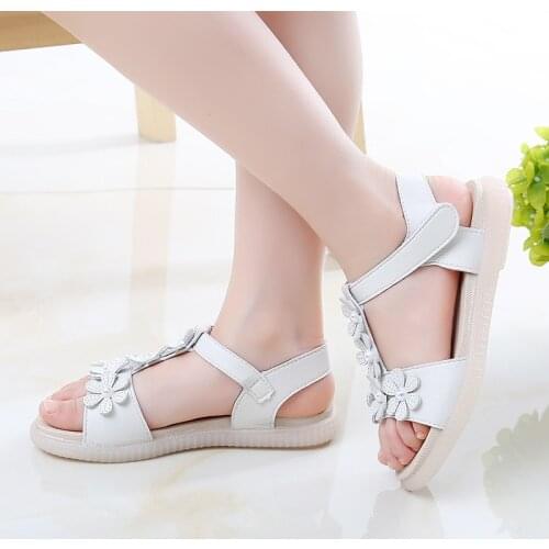 Summer girls Sandals for kids fashion Princess shoes Korean Flat flower girl Sandals Rubber sole 4 5 6 7 8 9 10 11 12 years old