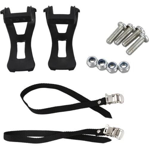 Hot-1 Pair Cycling Road Bike Mountain Bike Bicycle Toe Clips + Straps For Pedals Black