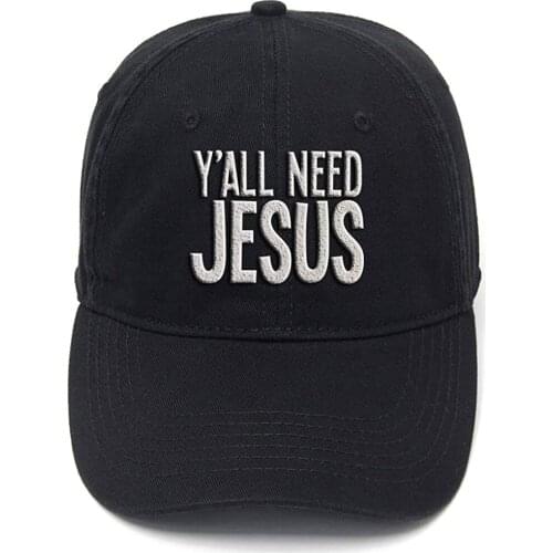 Lyprerazy Y'all Need Jesus Washed Cotton Adjustable Men Women Unisex Hip Hop Cool Flock Printing Baseball Cap