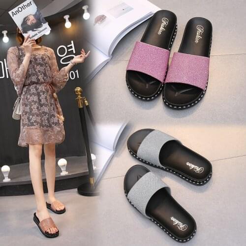 Fashion Slippers Womens Wear All-match Korean-Style Student Platform Slippers Leisure Pajamas Slippers Non-Slip Wear-Resistant