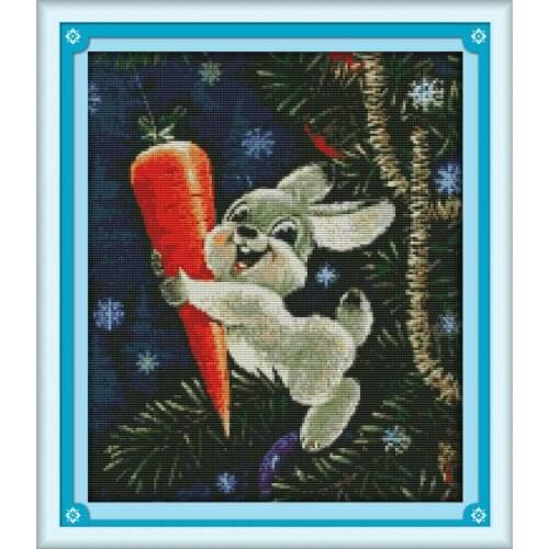 Joy Sunday Cross Stitc The Rabbit and Carrot Pattern Needlework 11&14CT DIY Set Handmade Gift And Home Decor Embroidery Kit