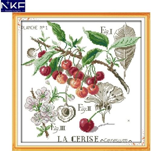 NKF Cherry Pattern Needlework DIY Kit Handmade Cross-stitch Set Embroidery Chinese Cross Stitch for Christmas tree Decoration