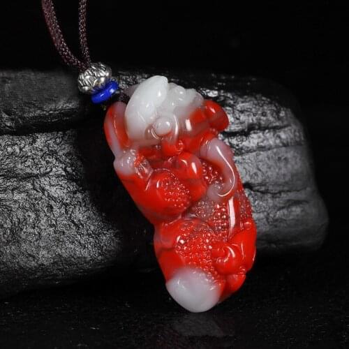 Natural colorful lucky dragon jade pendant Praying for safety stone necklace for men or women