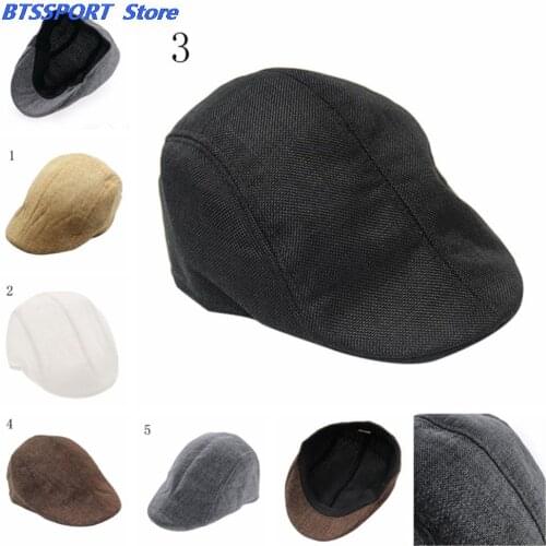 Mens Vintage Herringbone Flat Cap Peaked Riding Hat Beret Country Golf Hats One Size