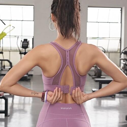 2021 New Fixed Chest Pad Back Mesh Quakeproof Gather Women Running Sports Bra Adjustable Buckle Quick-Drying Gym Yoga Bra