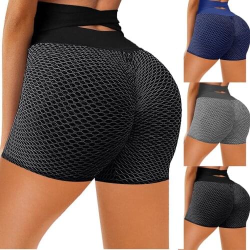New Yoga Shorts Ladies High Waist Hip Shorts Cross-waist Shorts After Workout