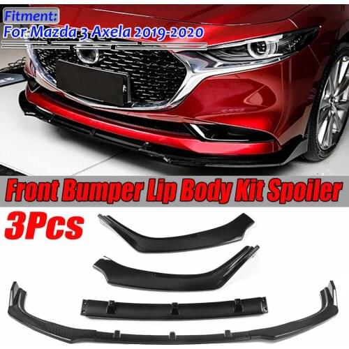 New Carbon Fiber Look/Black Car Front Bumper Splitter Lip Spoiler Diffuser Guard Cover Trim Body Kit For Mazda 3 Axela 2019-2020
