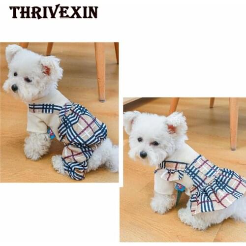 Dog Clothes Autumn and Winter New Products Plaid Dog Cat Costume Toffee Couple Princess Dress Small Dog Puppies Kawaii Clothes