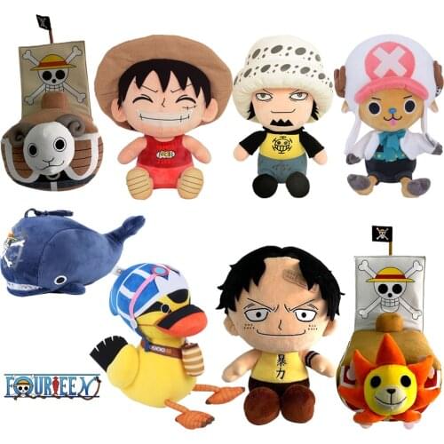 One Piece Plush Going Merry Thousand Sunny Karoo Luffy Chopper Law Ace Sabo Kawaii Pillow Anime Plushie Birthday Present 25-30CM