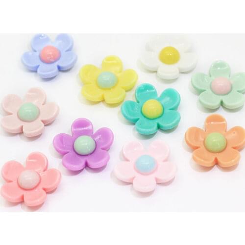Resin Daisy Flower Charms - 20mm Flatback Hair Bow Making Flower Daisy Flatback Charms Resin Flatback