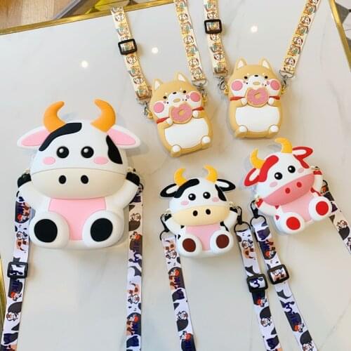 Cute Cartoon Diagonal Cow Womens Bags Soft Silicone Shoulder bags New Fashion Style Female Crossbody Bags Portable Handbags