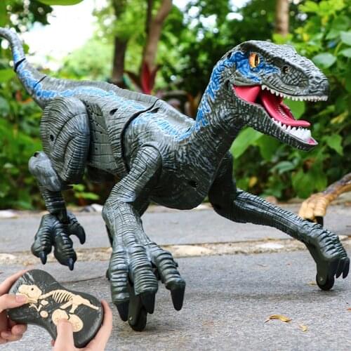 SM180 Remote Control Dinosauria Velociraptor Toy Big Walking Velociraptor LED Light Roaring 2.4 Ghz Simulation RC Velociraptor