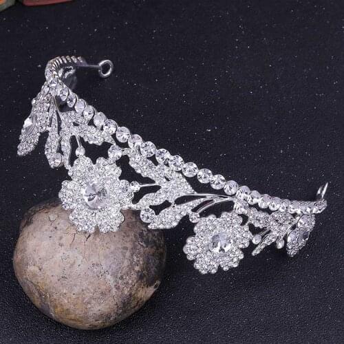 Bridal Wedding Gold Rose Red Rhinestone Hair Tiara Headband Crown Hair Accessories BN