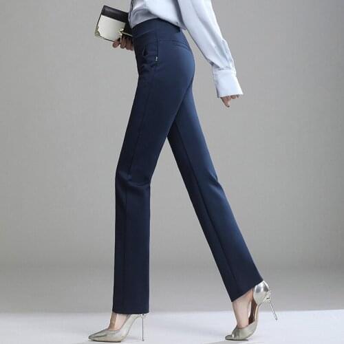 Spring Pants Female Office Lady Solid High Waist Female Trousers Fashion Straight Suit Pants For Women