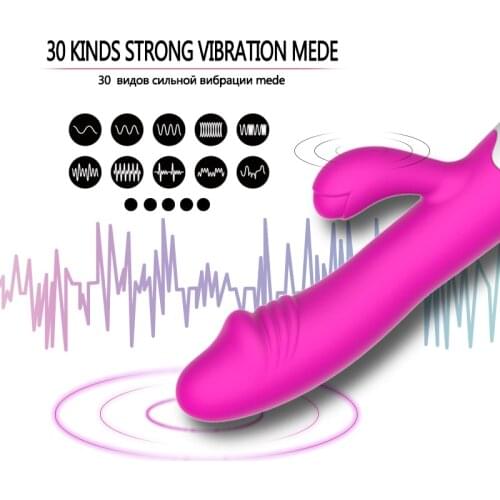30 Speed G Spot Dildo Rabbit Vibrators Dual Vibration Silicone Waterproof Female Vagina Clitoris Massager Sex Toys For Women