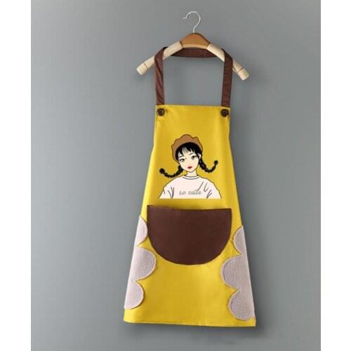 Waterproof Anti-Oil Sleeveless Cartoon Girl Waist Bib Pinafore Kitchen Apron Party Cooking Apron Adult Baking Accessories