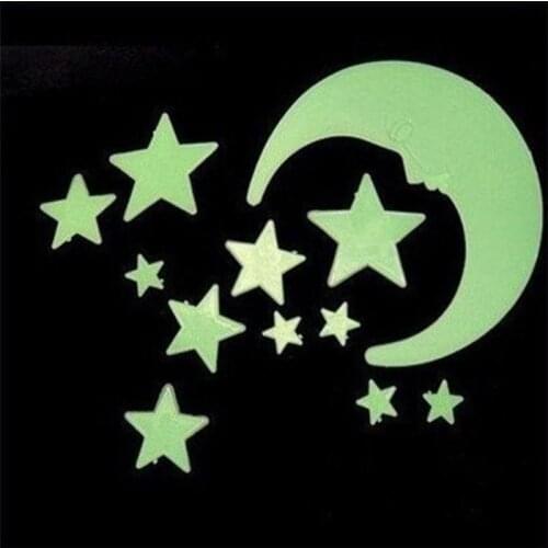 1 Set Glow in Dark Luminous Cartoon Moon Star Nursery Baby Room Home Decor Wall Stickers for Kids Rooms Decal
