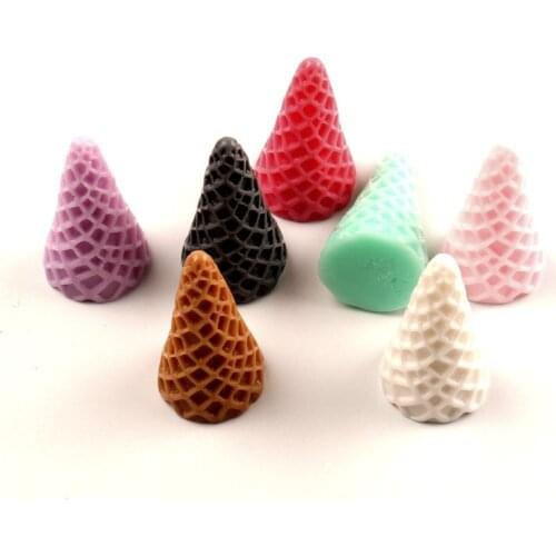 10Pcs Mixed Resin Ice-Cream Cone Decoration Crafts Flatback Cabochon Kawaii DIY Embellishments For Scrapbooking Accessories