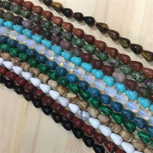 10x14mm Fashion Drop-shaped Drop-shaped Natural Gemstones Turquoises Loose Beads, Used for Jewelry Making Beads Dropshipping