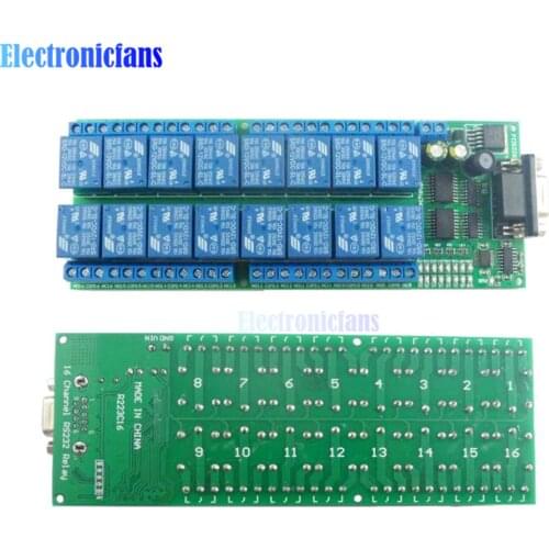 16 Channel Relay Module DB9 PC Com UART Female Interface Serial Port Remote Control Switch RS232 R223C16 Delay Relay DC 12V