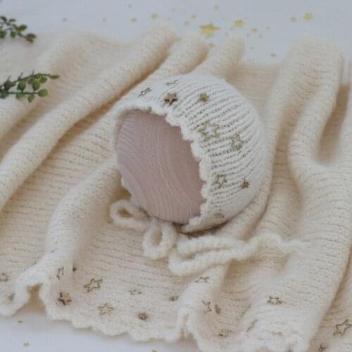 2 Pcs Newborn Photography Prop Hat Wrapping Photo Workshop Beige Pink Handmade 87HD