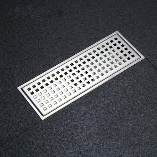 304 solid stainless steel 300 x 110mm square anti-odor floor drain Large flow bathroom shower floor drain-6214