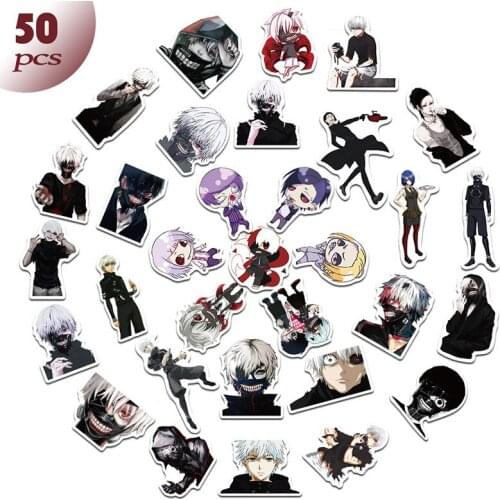 50pcs Japan Anime Tokyo Ghoul for Luggage Laptop Skateboard Bicycle Backpack Decal Pegatinas Toy Stickers for Children Gift