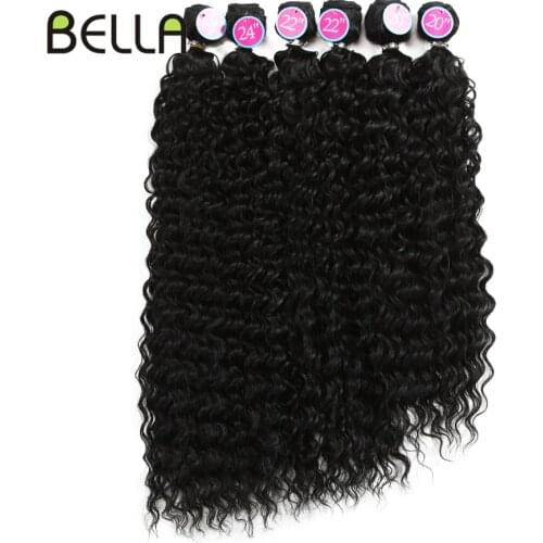 Bella Bundles Curly Hair Synthetic Hair Extensions Blonde 613 Brown 6 PC 20 22 24 Inch Afro Kinky Curly Natural Hair Extensions