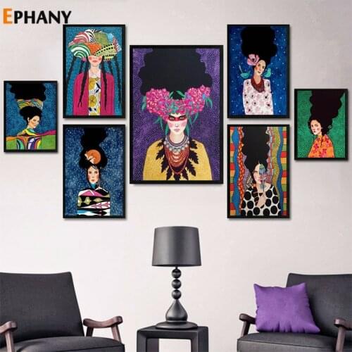 Abstract Girl Hair Flower Wall Art Canvas Painting Colorful Fashion Women Posters and Prints Pictures for Living Room Decor