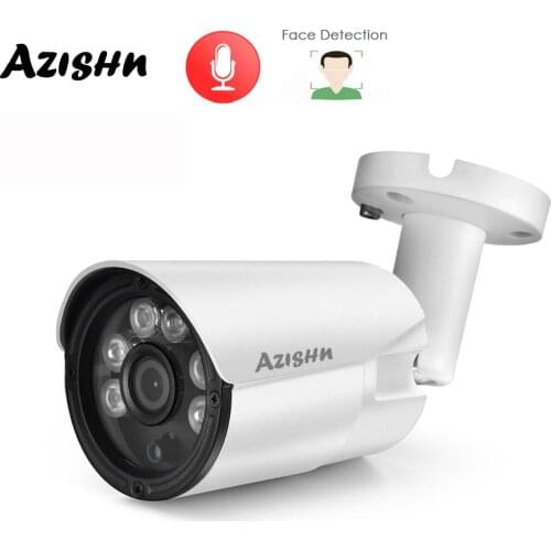 AZISHN Wide Angle 2.8mm H.265X Security IP Camera 5MP 2592X1944 FULL HD Audio ONVIF POE/DC Metal Outdoor CCTV Camera Face Detect