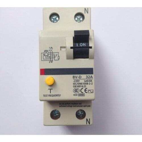 BV-D 2P Miniature Earth Leakage Circuit Breaker 6A 16A 20A 25A 32A 40A 63A Residual Current Circuit breaker RCBO MCCB