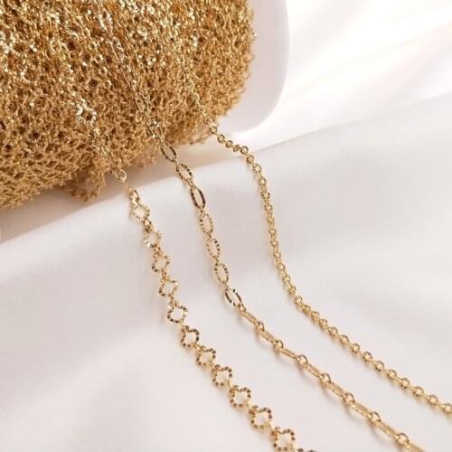 No Fade 1Meter Gold Embossed Chain Copper Heart Necklace Chains for Jewelry Making Components DIY Handmade Bulk Chains Wholesale