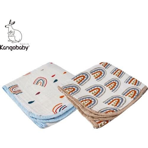 Kangobaby 4 layers baby blanket newborn blanket baby swaddle blanket bamboo cotton kids muslin baby receiving blanket 1piece