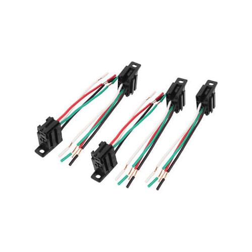 DC 12V/24V 4-Pin Relay Socket Harness Holder Connector 5pcs for Car Truck