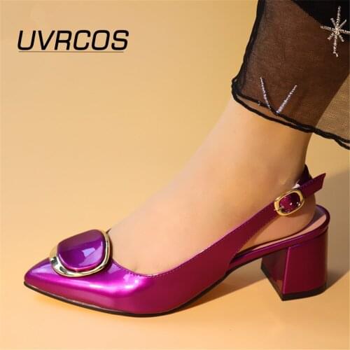 Purple Fashion Metal Decoration Shoes Ladies To Match Lace Dress Italian shoes Wedding Slipper African Shoes Only Mature Sandals