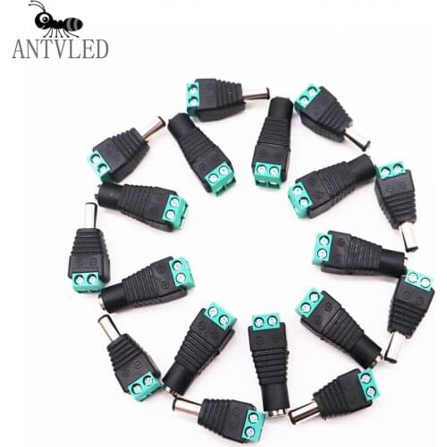 Female Male DC Connector Power Jack Adapter Plug Cable Connector 2.1mm*5.5mm For 5050 3528 5060 5730 LED Strip Light DC12V