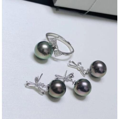 925 Silver Fashion Pearl Pendant Ring Earrings Set Mountings Findings Beautiful Jewelry Set Parts Fittings Component