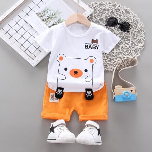 Toddler Baby Boy Girls Clothing Sets For Summer Cartoon Cotton Short Sleeve+Shorts 2PCS Outfits Children Kids Clothes Set