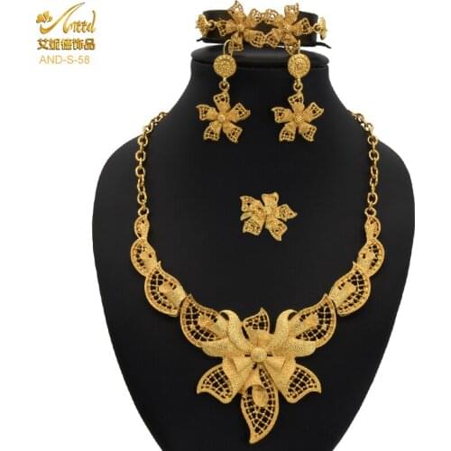 ANIID Nigerian Jewelery Set Necklace Beads Earrings 24K Gold Plated African Jewelri Dubai Wedding Designer For Women Moroccan