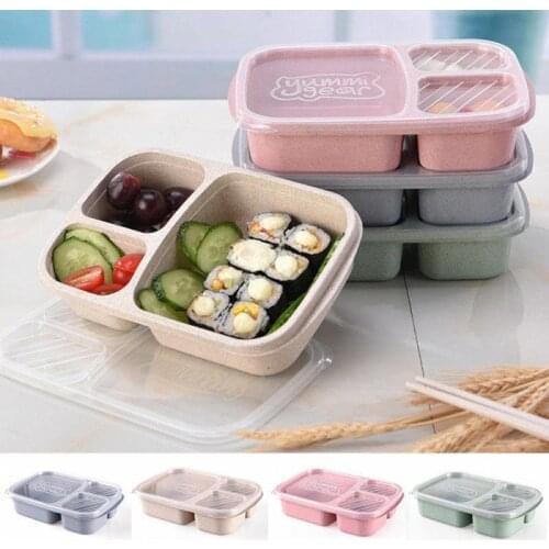 Microwave Lunch Box Portable Bento Box Food Grade Food Storage Container Wheat Straw Storage Case School Home Travel Supplies