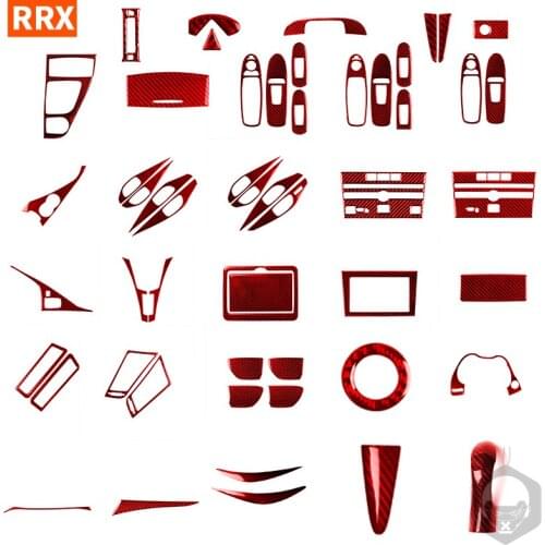 For Infiniti Q50 2014-2020 Red Carbon Fiber Stickers Gear Shift Panel Automotive Interior Trim Start Logo Car Accessories