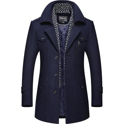 BOLUBAO Men Winter Wool Coat 2020 Mens New Casual Brand Solid Color Wool Blends Woolen Pea Coat Male Trench Coat Overcoat