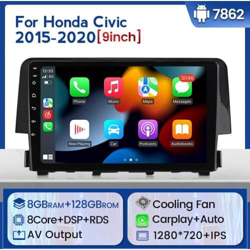 New! QLED Screen 1280*720 Android 10.0 For Honda Civic 10 FC FK 2015 - 2020 Car Radio Multimedia Video Player Navigation GPS