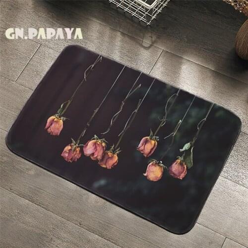 Nordic fresh Style flower Carpet bohemian Bathroom Floor Mats Toilet Rugs Kitchen Area Rug rose flower Pad Absorbent Door Mat