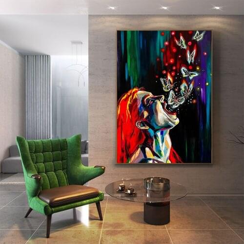 New Modern Painting Living Room Figure Picture Awaken Woman art Butterfly Art Poster Canvas Painting Wall Art Home Decoration