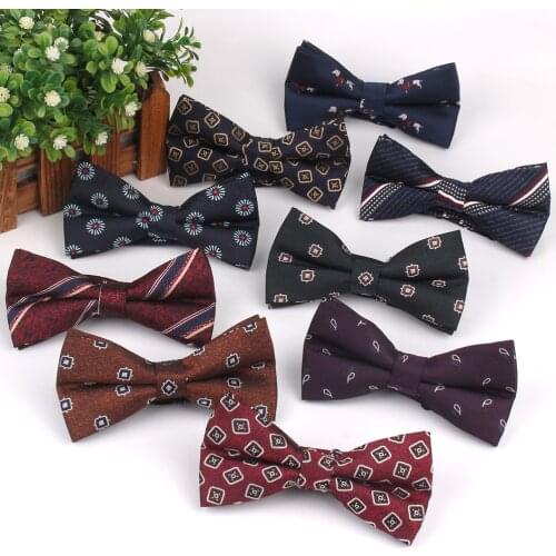 New Men Bow Tie Classic Navy Striped Bowtie For Men Adult Floral Bow Ties For Business Wedding Butterfly Suits Cravats Bowties