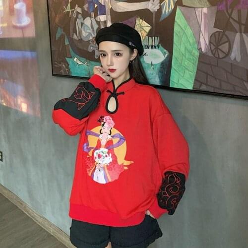 New Year Chinese Style Clothing Women Blouses 2020 Fashion Asian Streetwear Hanfu Mandarin Collar Tang Suit Cheongsam Top 11651