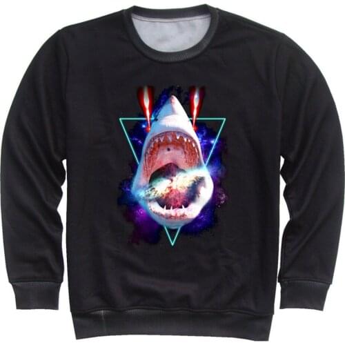 4-13 Year Old Boys Girls Black Color 3D Sweatshirts Space Universe Galaxy Shark Wolf Panda Print Children Hoodies Kids Pullover