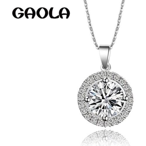 GAOLA New Crystal Wedding CZ Pendants Necklace Zirconia Necklace For Women Round Chain Necklaces GLD0511